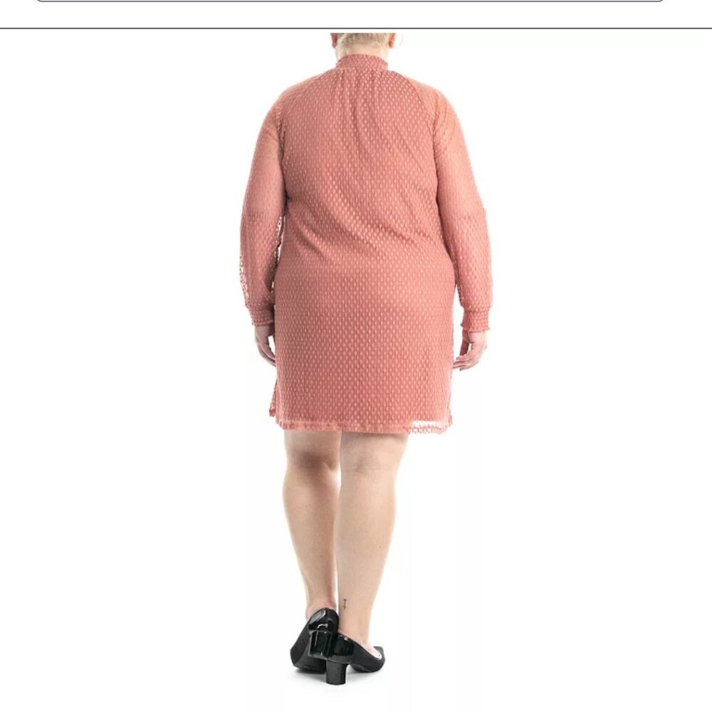 Nina Leonard Mauve Mock Neck Shift Dress Size XL - Picture 3 of 6